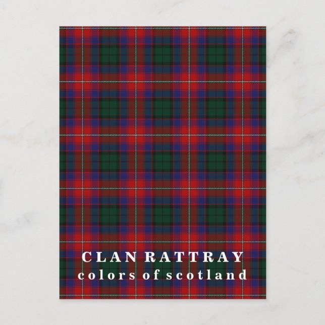 Postal Colores del clan escocés Rattray Tartán (Anverso)