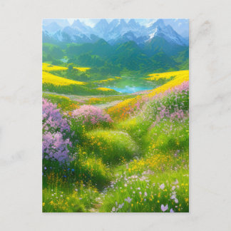 Postal Colores encantadores de una pradera en el valle