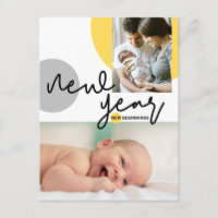 Colores grises amarillos foto del bebé de Año Nuev