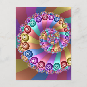 Postal Colores Hermosos de Arcoíris Arte Fractal Abstract