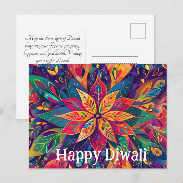 Postal Colores vivos de Diwali contemporáneos (Anverso / Reverso)