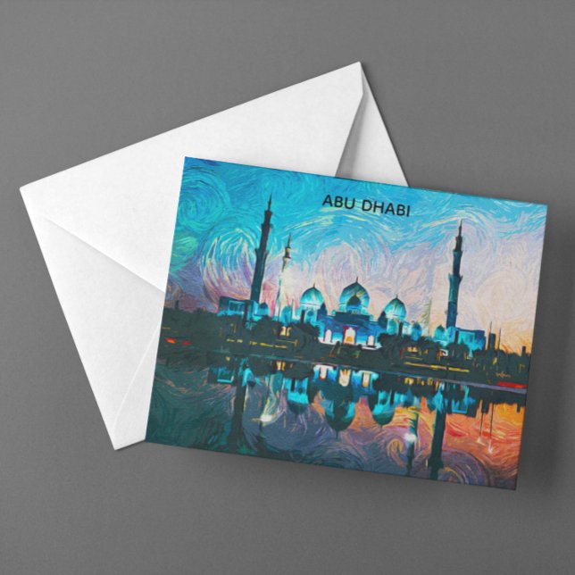 Postal Colorful Abu Dhabi UAE Oil Paint (Colorful Abu Dhabi UAE Oil Paint Postcard)