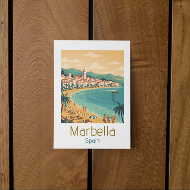 Postal Colorful Classic Marbella Spain Travel Elegant Art (Colorful Classic Marbella Spain Travel Elegant Art Postcard)