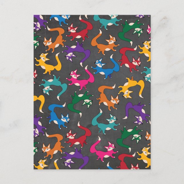 Postal Colorful Foxes (Anverso)