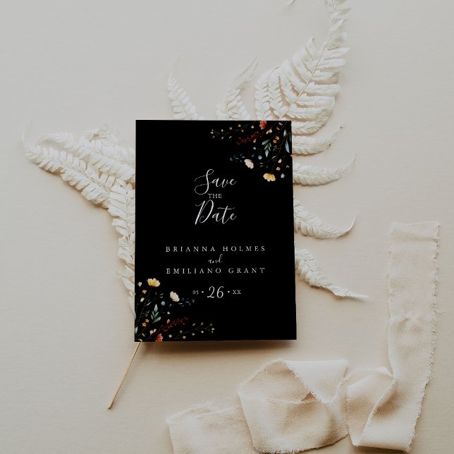 Postal Colorful Garden wildflower Save the Date (Subido por el creador)