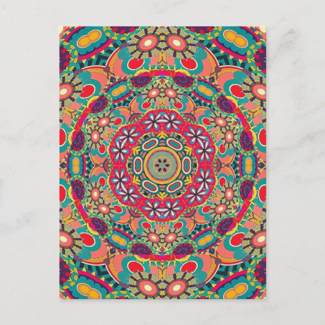 Postal Colorful Ornate Kaleidoscope Mandala Pattern (Anverso)
