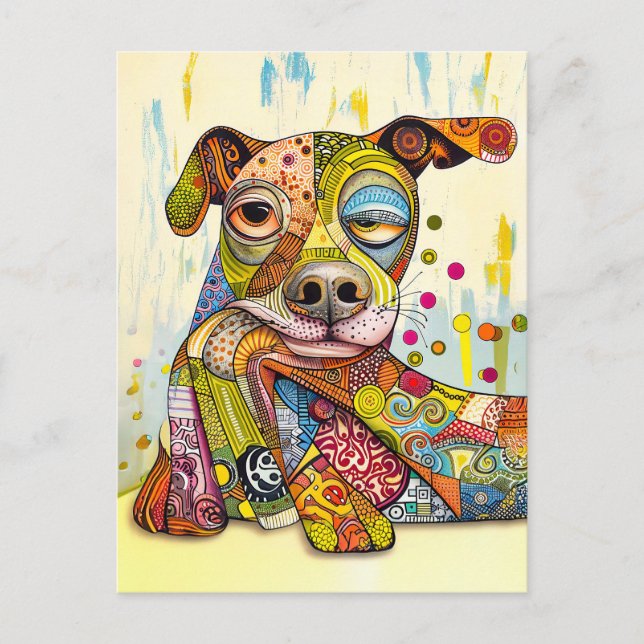 Postal Colorful Pop-Art Dog Face (Anverso)