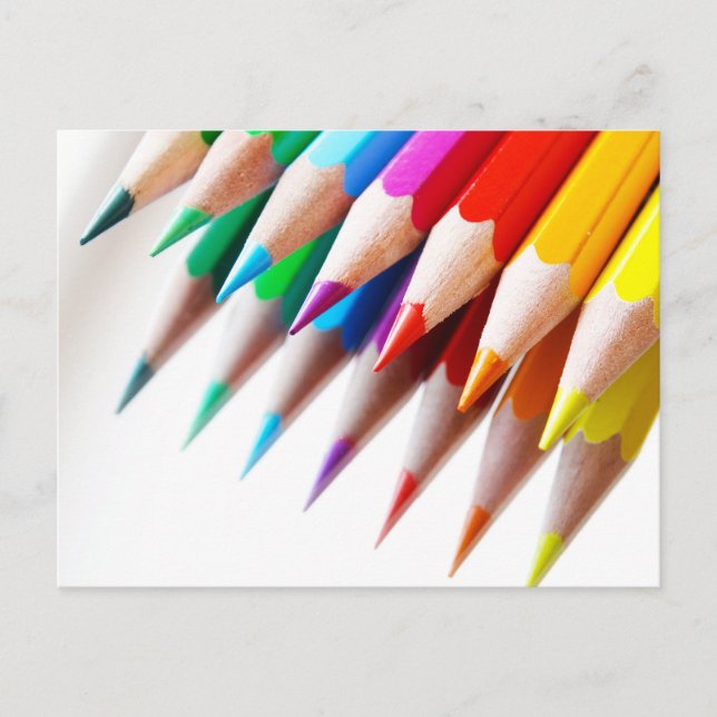 Postal Colorful Rainbow Colored Pencils Photo (Anverso)