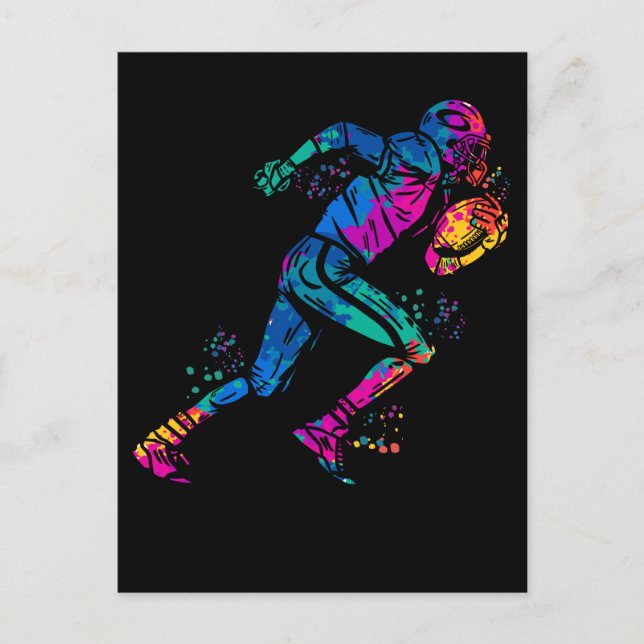 Postal Colorful Running American Football Player (Anverso)