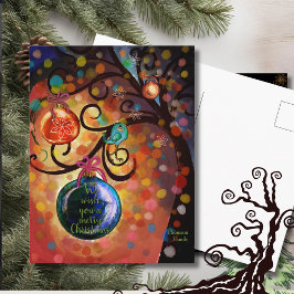 Postal Colorful Sparkling Christmas Tree Art