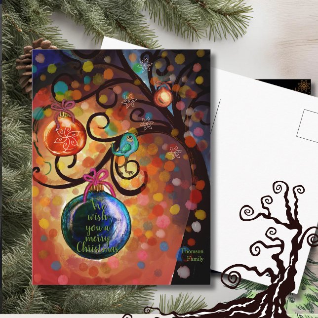 Postal Colorful Sparkling Christmas Tree Art (Colorful Sparkling Christmas Tree Art Postcard)