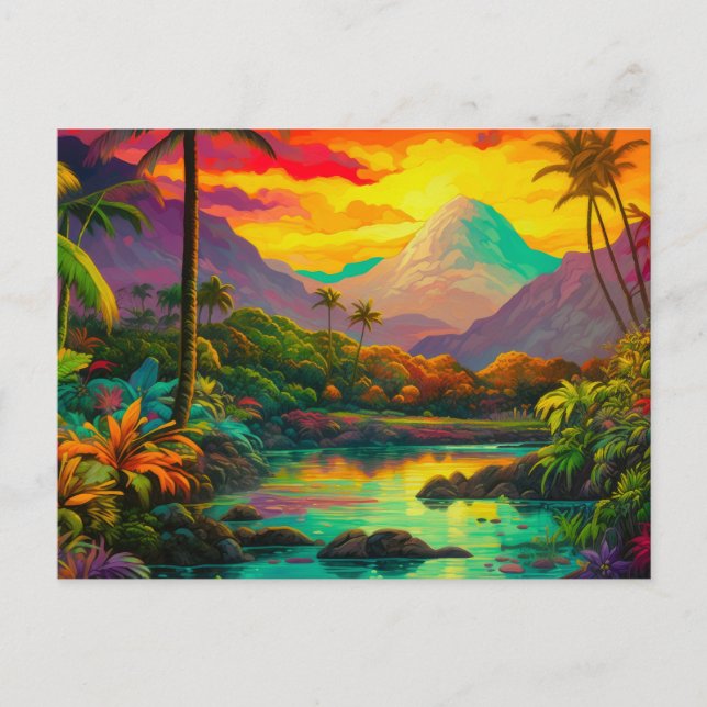 Postal Colorful Tropical Island Paradise   (Anverso)