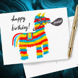 Postal Colorida acuarela Donkey Piñata FELIZ NACIMIENTO<br><div class="desc">Echa un vistazo a esta colorida y divertida piñata. ¡Añade tu propio texto también! ¡Visita mi tienda para más!</div>