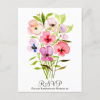 Colorida acuarela Floral Boda RSVP
