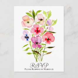 Postal Colorida acuarela Floral Boda RSVP