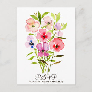 Postal Colorida acuarela Floral Boda RSVP