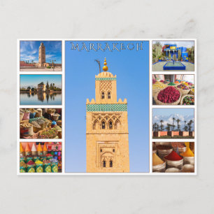 Postal Colorida arquitectura marroquí-roja