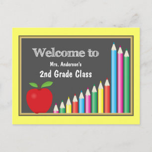 Postal Colorida bienvenida de vuelta a la escuela