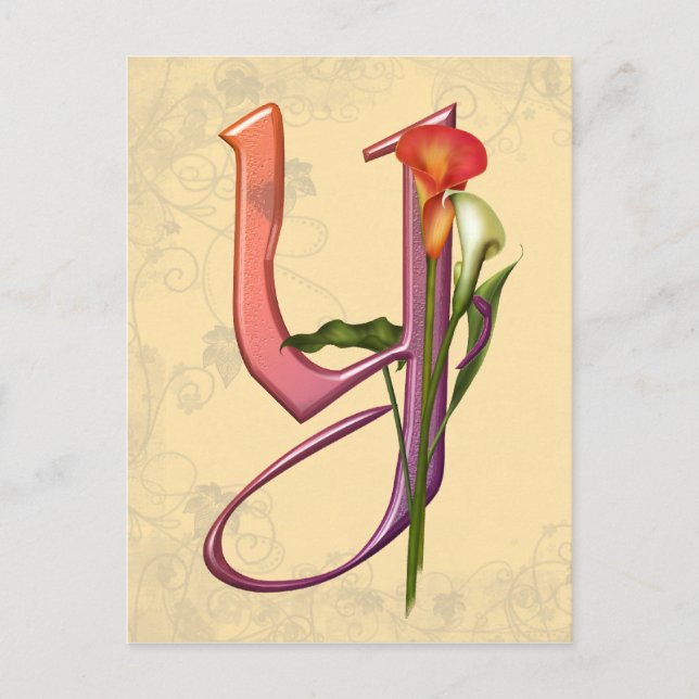 Postal Colorida Calla Inicial Y (Anverso)