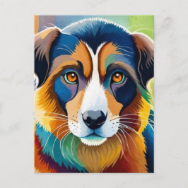 Postal Colorida cara de perro cerca