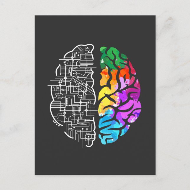 Postal Colorida ciencia de ingeniería cerebral (Anverso)