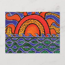 Postal colorida del arte de la puesta del sol