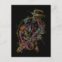 Postal colorida del Jazz Player