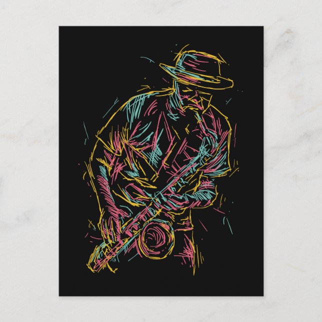 Postal colorida del Jazz Player (Anverso)