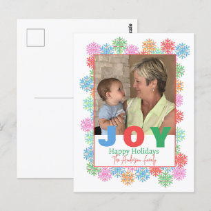 Postal Colorida foto de Snowflake en Holiday PostCard