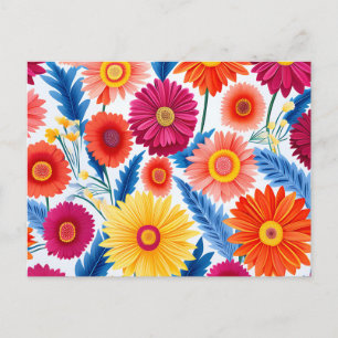 Postal Colorida Gerbera Daisies Floral