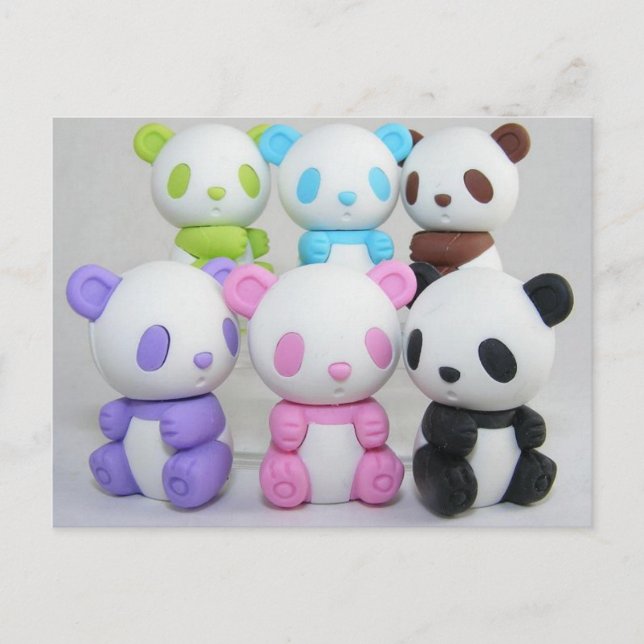 Postal colorida Girly japonesa Anime Kawaii Panda (Anverso)