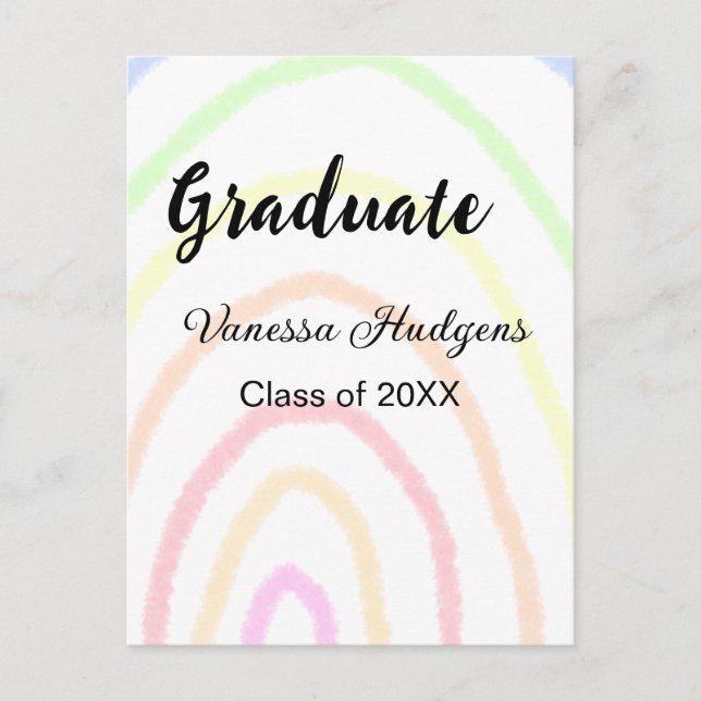 Postal Colorida graduación del boho arcoiris agregar nomb (Anverso)