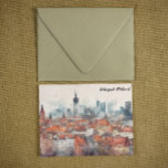 Postal Colorida línea de Skyline de acuarela de Varsovia<br><div class="desc">Hermosa postal de color Varsovia Polonia que muestra el asombroso paisaje único de la capital polaca con sus famosos edificios y rascacielos. Hace un gran recuerdo de viaje y una idea de regalo para cualquier turista.</div>