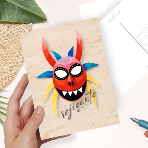 Postal Colorida máscara de carnaval de Puerto Rico