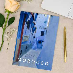 Postal Colorida medina de Marruecos de Chefchaouen azul