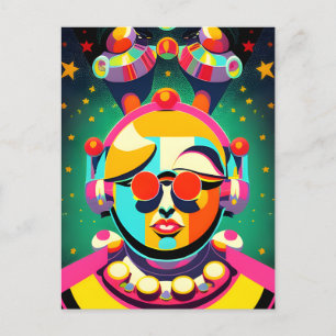 Postal Colorida persona espacial Pop Art