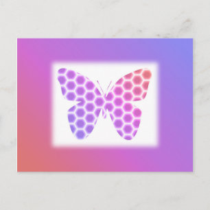 Postal Colorida pintura de mariposa geométrica rosa púrpu