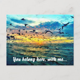 Postal Colorida playa Sunset romántica