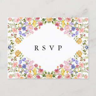 Postal Colorida primavera Wildflower Meadow Garden RSVP