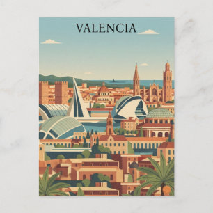 Postal Colorida Valencia España Viaje Vintage