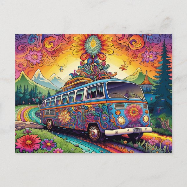 Postal Colorida Van Hippy (Anverso)
