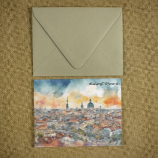 Postal Colorida vista de la ciudad acuática de Bucarest R