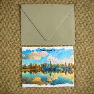 Postal Colorida vista panorámica de Vancouver Canadá