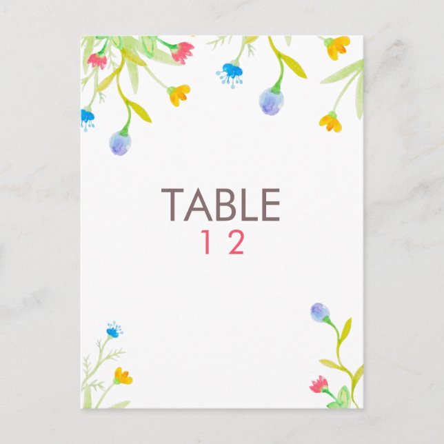 Postal Coloridas acuarelas Flores de verano (Anverso)