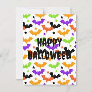 Postal Coloridas Bats de Halloween