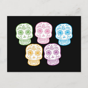 Postal Coloridas Calaveras de Doodle