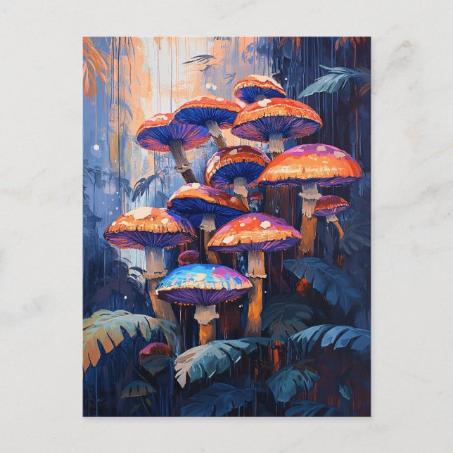 Postal Coloridas champiñones Selva tropical (Anverso)