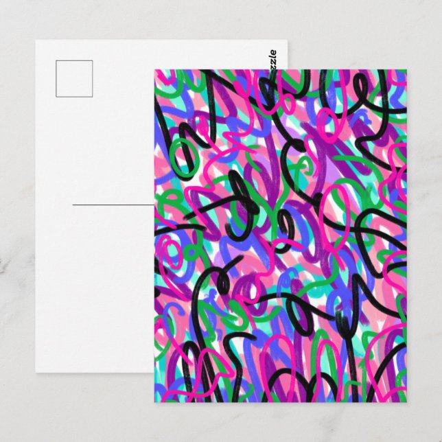 Postal Coloridas Disfraces Resumen de Arte (Anverso / Reverso)