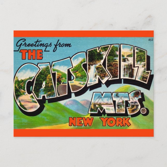 Postal Coloridas montañas Catskill Saludos (Anverso)