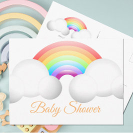 Postal Coloridas nubes arcoiris de Baby Shower